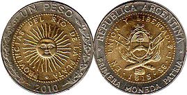 Argentina moneda 1 peso 2010