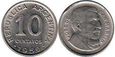Argentina moneda 10 centavos 1956