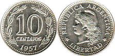Argentina moneda 10 centavos 1957