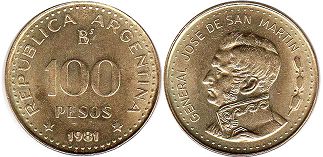 Argentina coin 100 pesos 1981