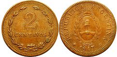 Argentina moneda 2 centavos 1947