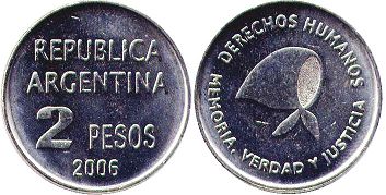 Argentina moneda 2 pesos 2006 Derechos Humanos