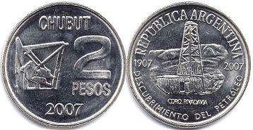 Argentina moneda 2 pesos 2007 Descubrimiento del Petróleo