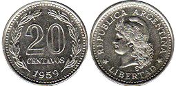 Argentina moneda 20 centavos 1959