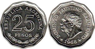 Argentina coin 25 pesos 1968 Domingo Faustino Sarmiento