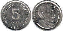 Argentina moneda 5 centavos 1951