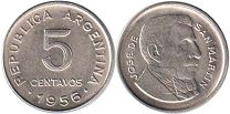 Argentina moneda 5 centavos 1956