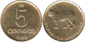 Argentina coin 5 centavos 1985