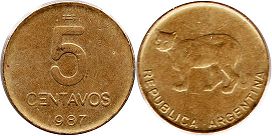 Argentina moneda 5 centavos 1987