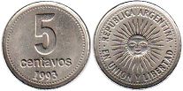 Argentina coin 5 centavos 1993