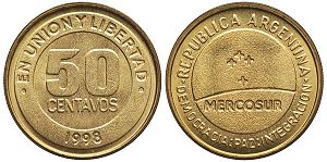Argentina moneda 50 centavos 1998 Mercosur