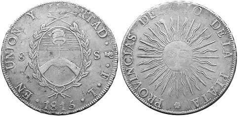 Argentina moneda 8 soles 1815