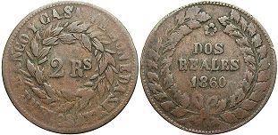 Argentina coin Buenos Aires 2 reales 1860