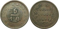 Argentina moneda Buenos Aires 5/10 real 1831