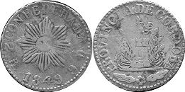 Argentina moneda Córdoba 2 reales 1849