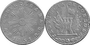 Argentina coin Córdoba 4 reales 1851