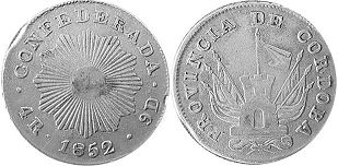 Argentina moneda Córdoba 4 reales 1852