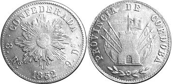 Argentina coin Córdoba 8 reales 1852
