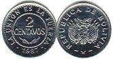 moneda Bolivia 2 centavos 1987