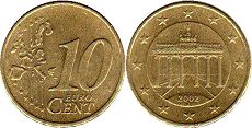 República Federal de Alemania Moneda 10 euro cent 2002