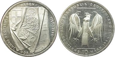 Moneda Alemania 10 mark 1990 Deutschen Orden