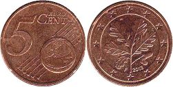 República Federal de Alemania Moneda 5 euro cent 2013