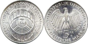 Moneda Alemania 5 mark 1973 Fráncforter Parlament