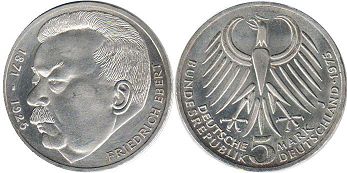 Moneda República Federal de Alemania (BRD) 5 mark 1975 Federico Ebert