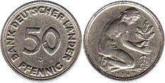 Moneda Alemania 50 Pfennig 1949