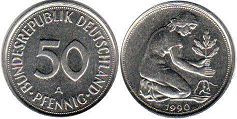 Moneda Alemania 50 Pfennig 1990