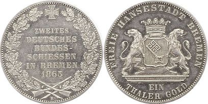Moneda Bremen 1 tálero 1865