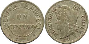 Chile moneda 1 centavo 1871