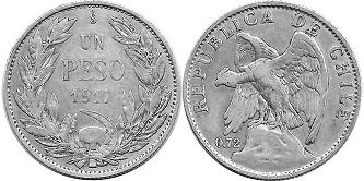 Chile coin 1 peso 1917