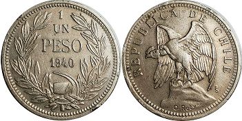 Chile coin 1 peso 1940