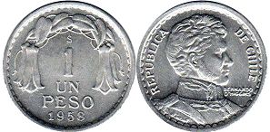 Chile moneda 1 peso 1958