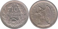 Chile moneda 10 centavos 1940