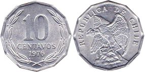 Chile moneda 10 centavos 1976