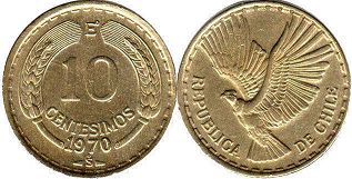 Chile coin 10 centesimos 1970