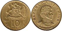 Chile moneda 10 centésimos 1971