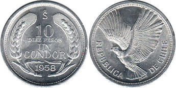 Chile moneda 10 pesos 1958