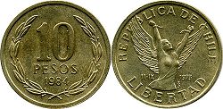 Chile moneda 10 pesos 1984