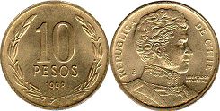 Chile moneda 10 pesos 1998