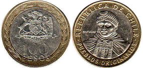 Chile moneda 100 pesos 2008