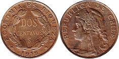 Chile moneda 2 centavos 1919