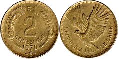 Chile moneda 2 centésimos 1970