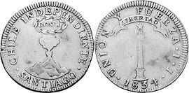 Chile coin 2 reales 1834