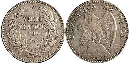 Chile moneda 20 centavos 1895