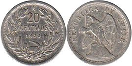 Chile moneda 20 centavos 1923