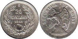 Chile moneda 20 centavos 1941