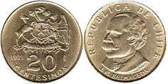 Chile moneda 20 centesimos 1971